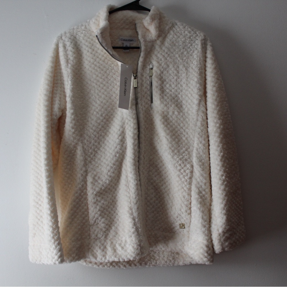 Calvin Klein Women's Off-White Teddy Jacket